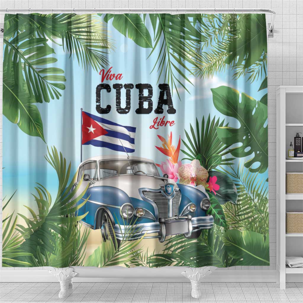 Viva Cuba Libre Shower Curtain Libre Car Tropical Style - Wonder Print Shop
