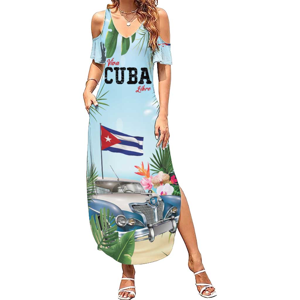 Personalized Viva Cuba Libre Summer Maxi Dress Libre Car Tropical Style - Wonder Print Shop