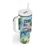 Personalized Viva Cuba Libre Tumbler With Handle Libre Car Tropical Style - Wonder Print Shop