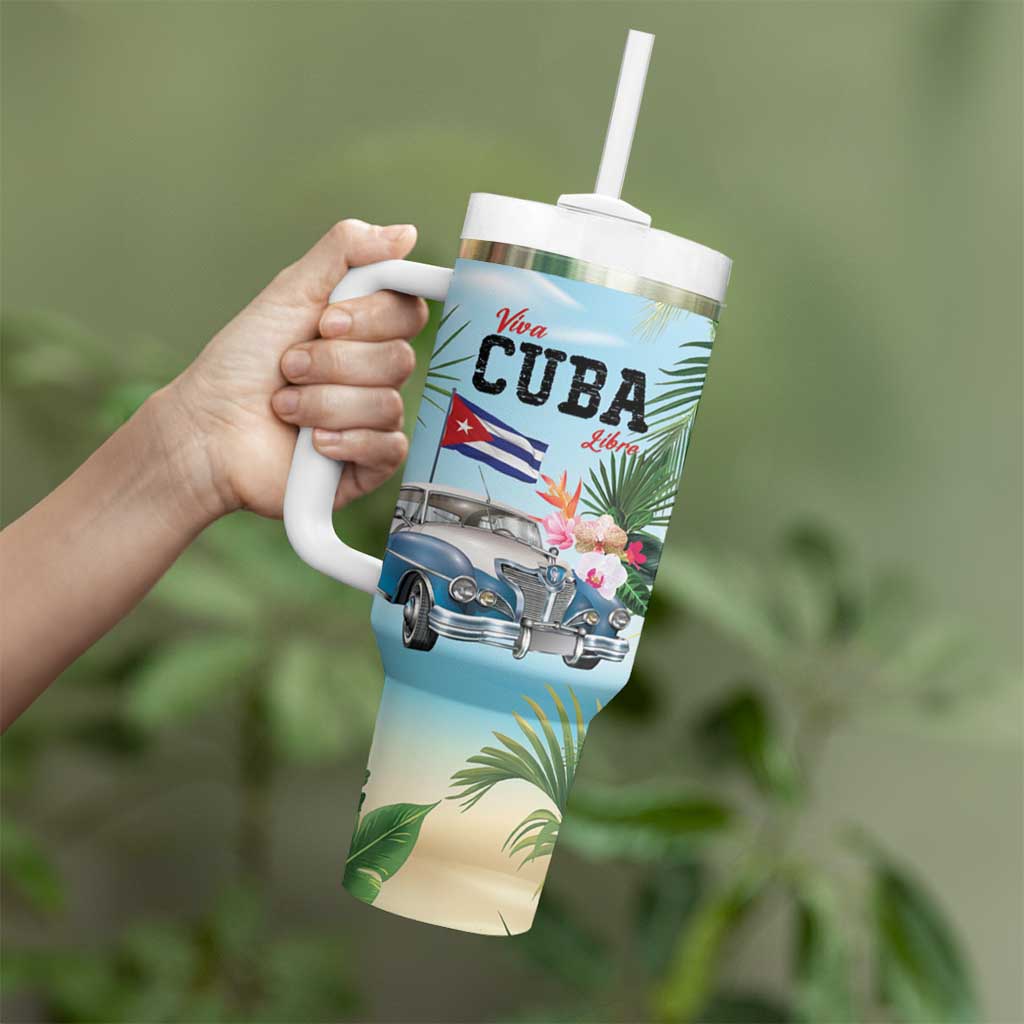 Personalized Viva Cuba Libre Tumbler With Handle Libre Car Tropical Style - Wonder Print Shop