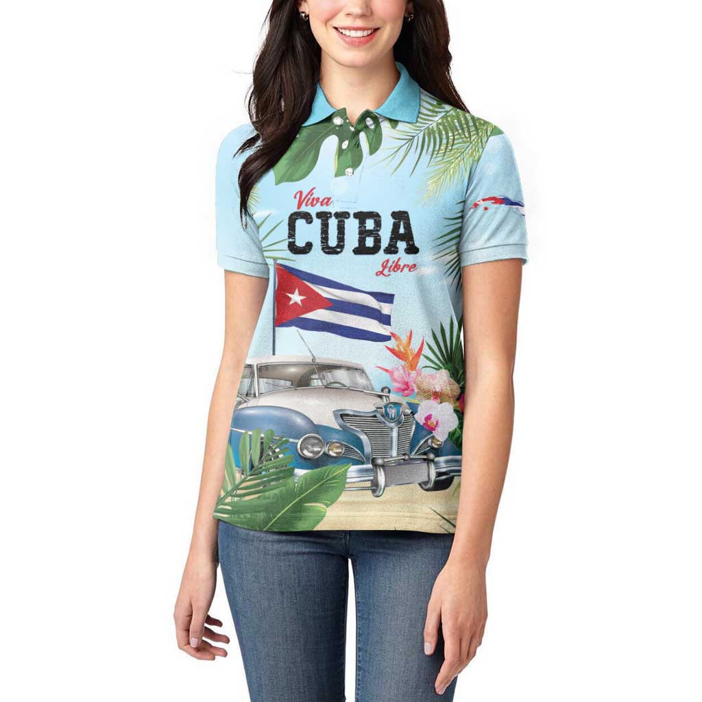 Personalized Viva Cuba Libre Women Polo Shirt Libre Car Tropical Style - Wonder Print Shop