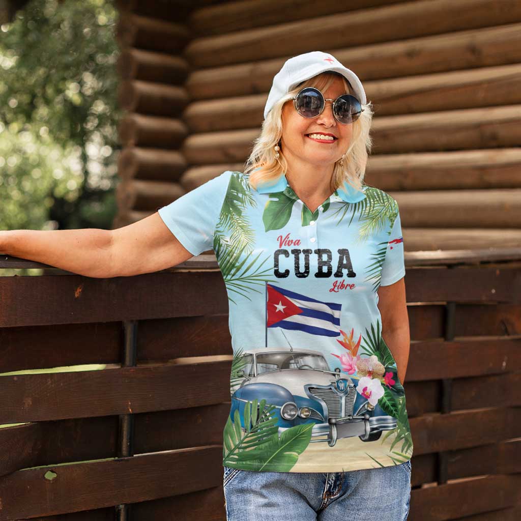 Personalized Viva Cuba Libre Women Polo Shirt Libre Car Tropical Style - Wonder Print Shop