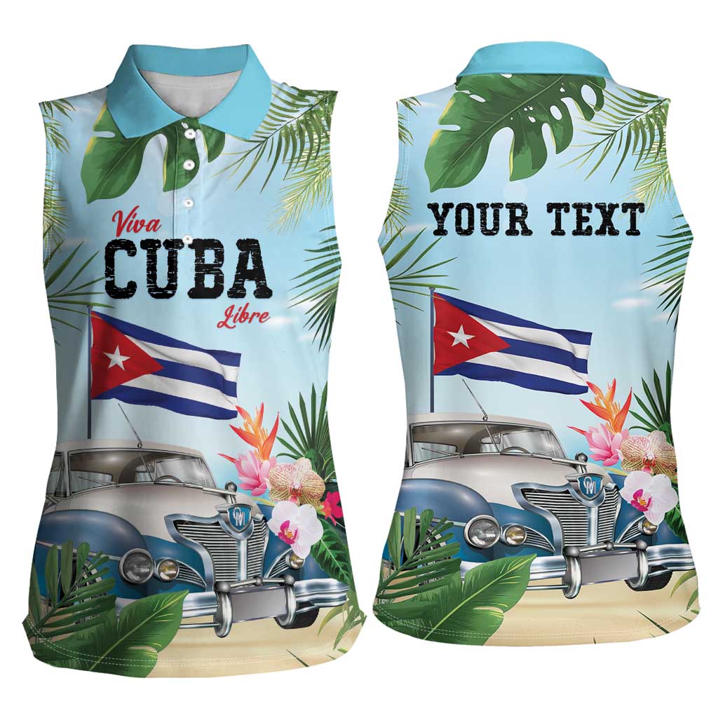 Personalized Viva Cuba Libre Women Sleeveless Polo Shirt Libre Car Tropical Style - Wonder Print Shop