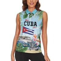 Personalized Viva Cuba Libre Women Sleeveless Polo Shirt Libre Car Tropical Style - Wonder Print Shop