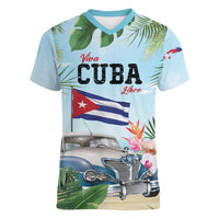 Personalized Viva Cuba Libre Women V-Neck T-Shirt Libre Car Tropical Style - Wonder Print Shop