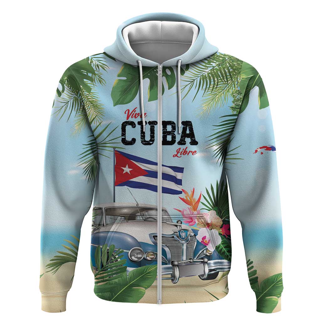 Personalized Viva Cuba Libre Zip Hoodie Libre Car Tropical Style - Wonder Print Shop