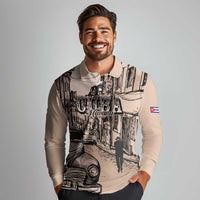 Personalized Cuba Havana Long Sleeve Polo Shirt Libre Car Retro Style - Wonder Print Shop