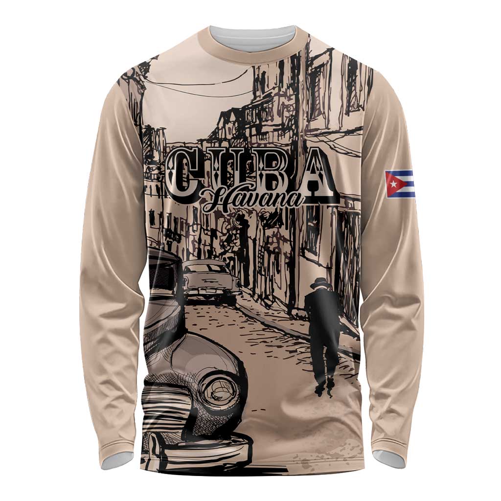 Personalized Cuba Havana Long Sleeve Shirt Libre Car Retro Style - Wonder Print Shop
