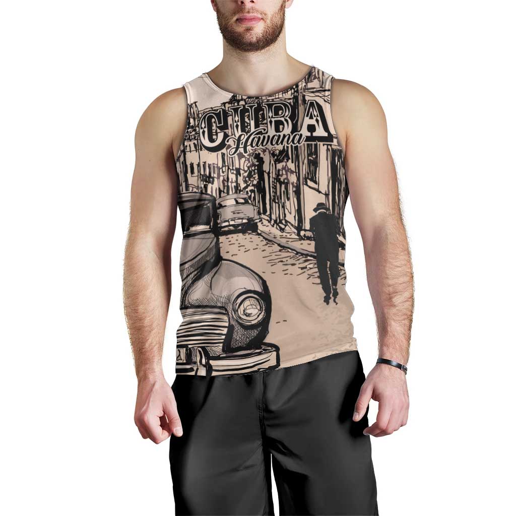 Personalized Cuba Havana Men Tank Top Libre Car Retro Style - Wonder Print Shop