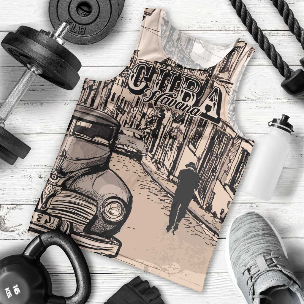 Personalized Cuba Havana Men Tank Top Libre Car Retro Style - Wonder Print Shop