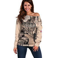 Personalized Cuba Havana Off Shoulder Sweater Libre Car Retro Style - Wonder Print Shop