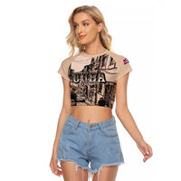 Personalized Cuba Havana Raglan Cropped T Shirt Libre Car Retro Style - Wonder Print Shop