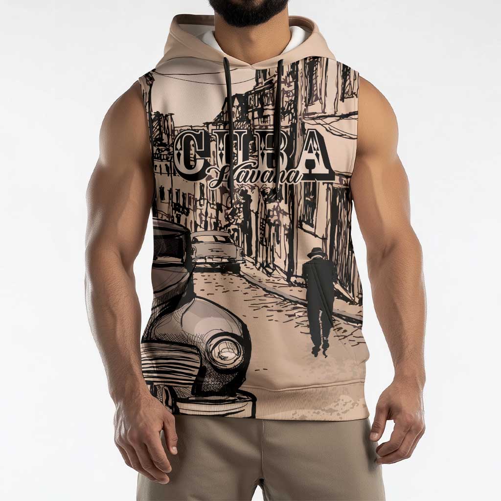 Personalized Cuba Havana Sleeveless Hoodie Libre Car Retro Style - Wonder Print Shop