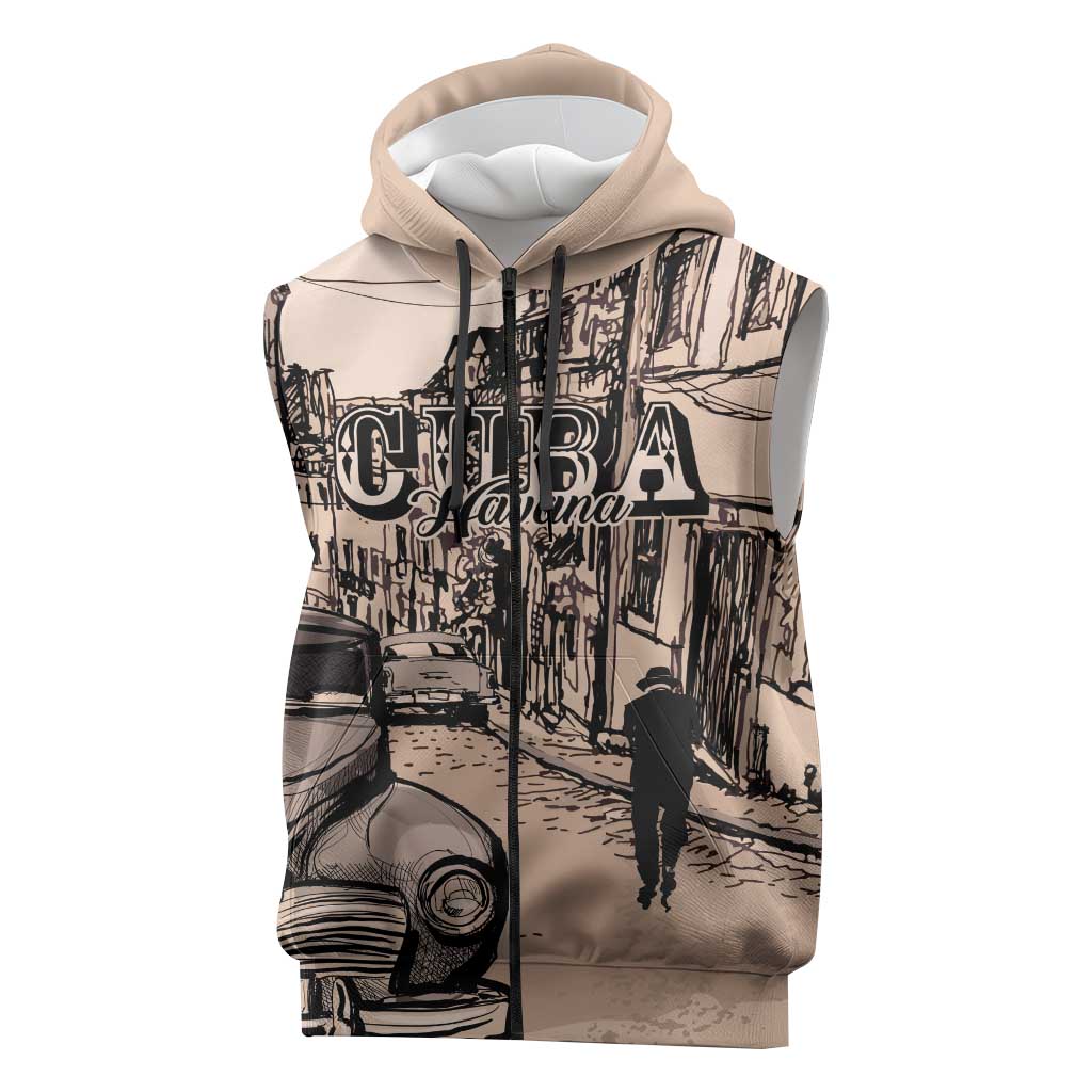 Personalized Cuba Havana Sleeveless Zip Hoodie Libre Car Retro Style - Wonder Print Shop