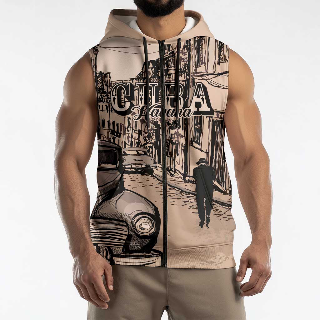 Personalized Cuba Havana Sleeveless Zip Hoodie Libre Car Retro Style - Wonder Print Shop