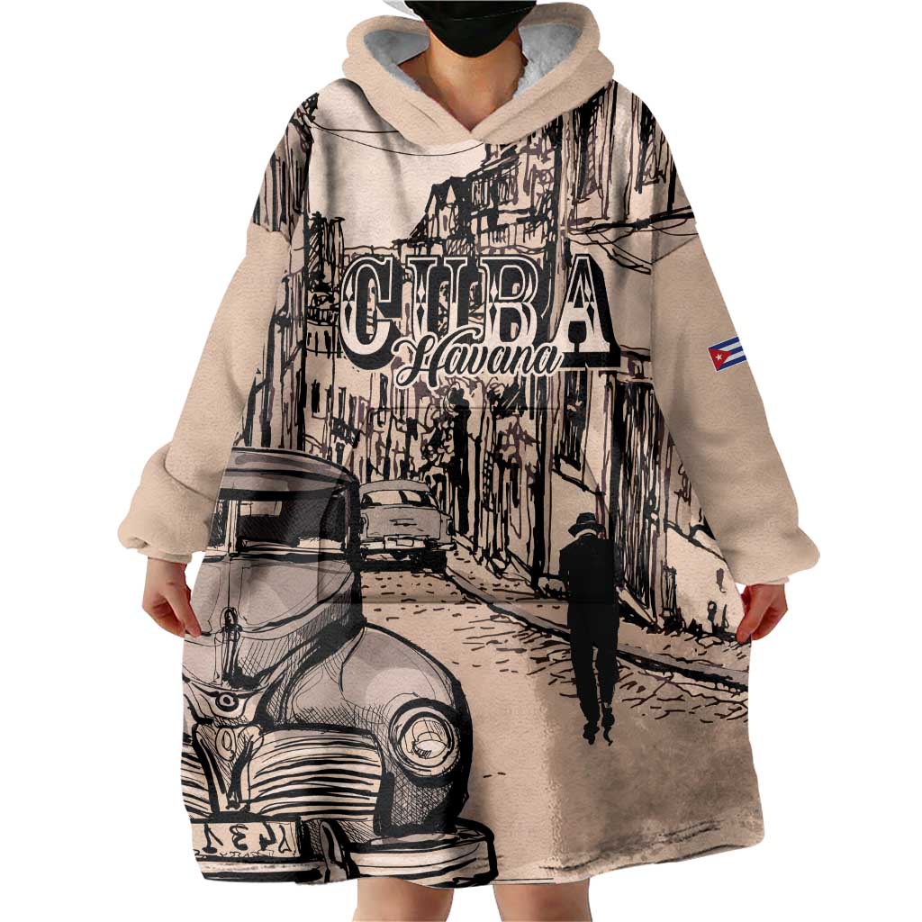 Personalized Cuba Havana Wearable Blanket Hoodie Libre Car Retro Style - Wonder Print Shop