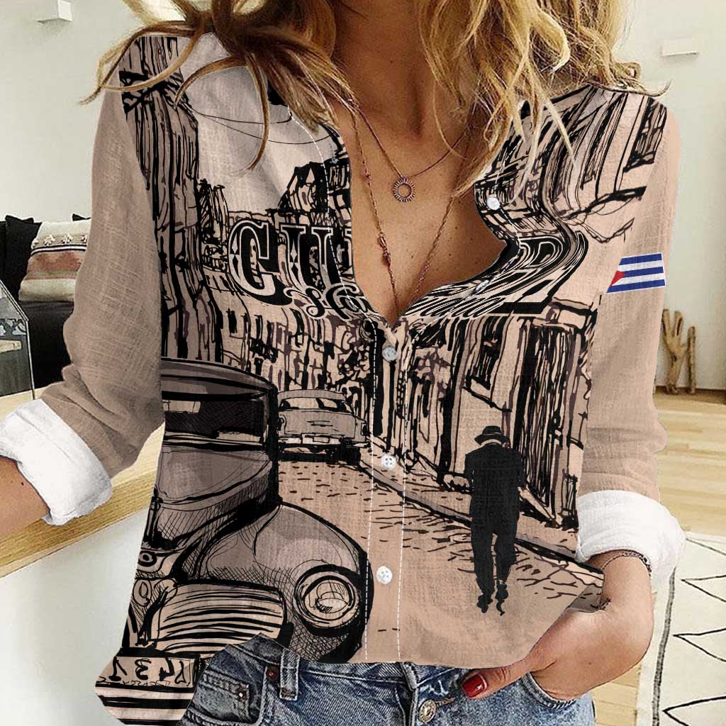 Personalized Cuba Havana Women Casual Shirt Libre Car Retro Style - Wonder Print Shop
