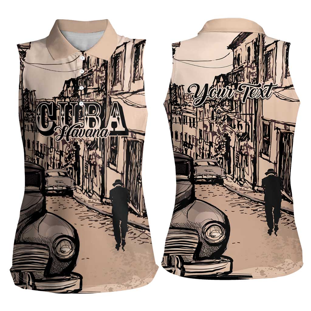 Personalized Cuba Havana Women Sleeveless Polo Shirt Libre Car Retro Style - Wonder Print Shop