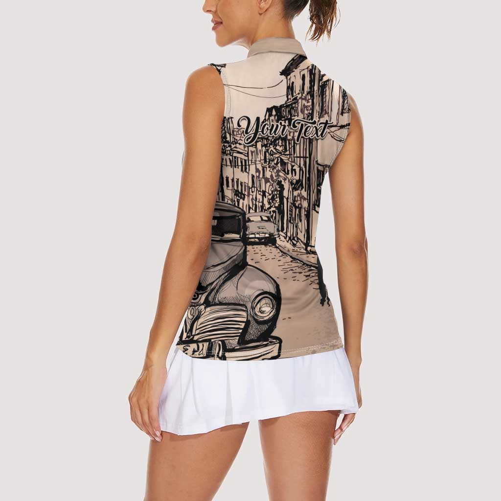 Personalized Cuba Havana Women Sleeveless Polo Shirt Libre Car Retro Style - Wonder Print Shop