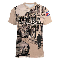 Personalized Cuba Havana Women V-Neck T-Shirt Libre Car Retro Style - Wonder Print Shop
