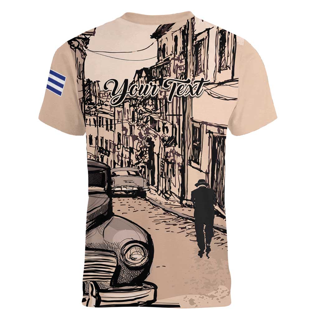 Personalized Cuba Havana Women V-Neck T-Shirt Libre Car Retro Style - Wonder Print Shop