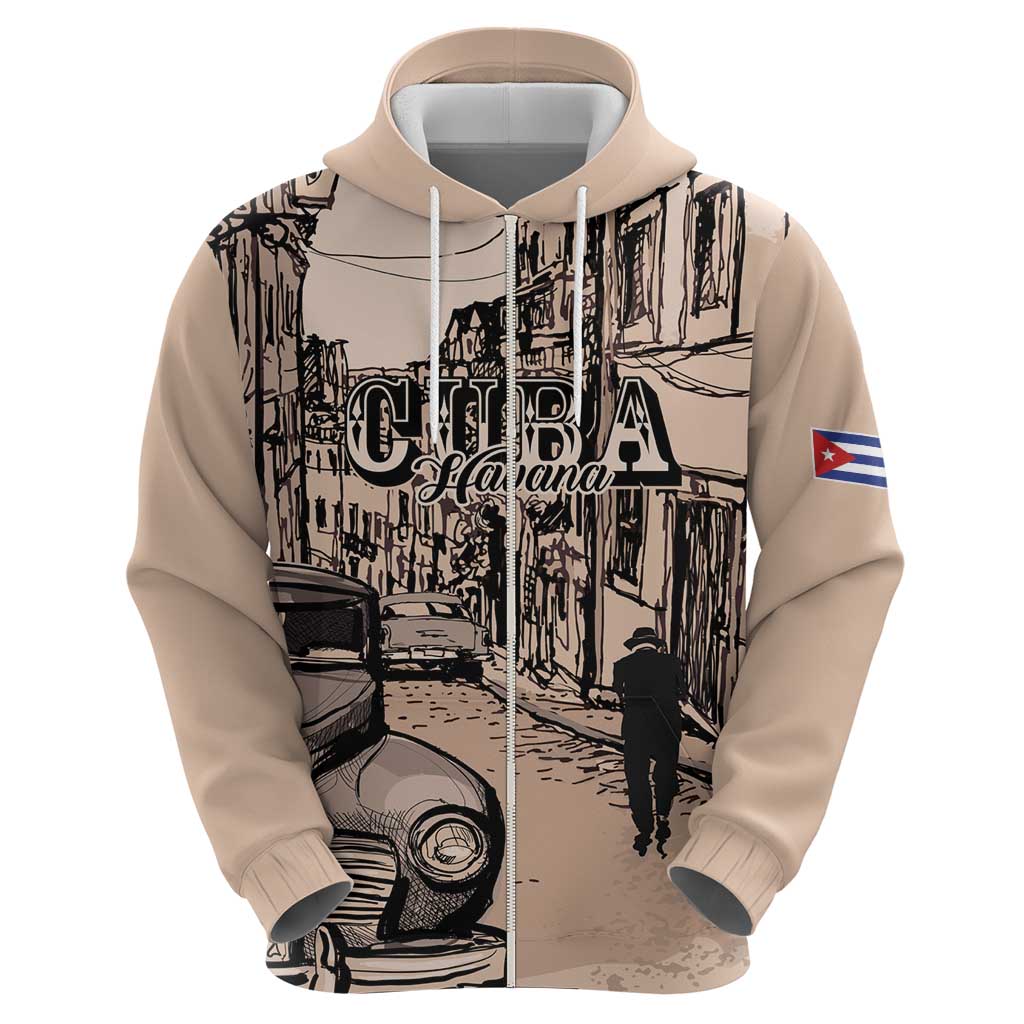 Personalized Cuba Havana Zip Hoodie Libre Car Retro Style - Wonder Print Shop