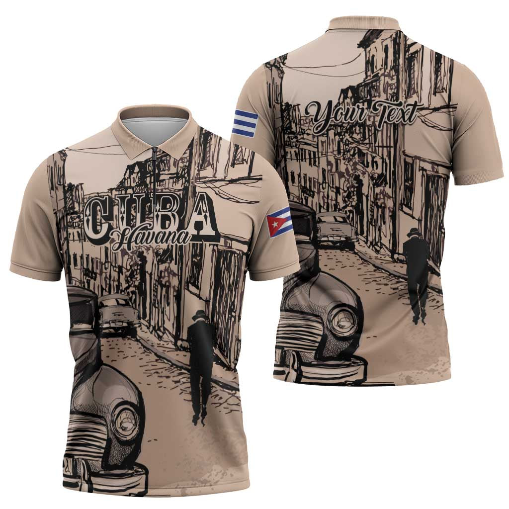 Personalized Cuba Havana Zipper Polo Shirt Libre Car Retro Style - Wonder Print Shop