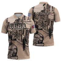 Personalized Cuba Havana Zipper Polo Shirt Libre Car Retro Style - Wonder Print Shop
