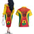 Ghana Football Couples Matching Off The Shoulder Long Sleeve Dress and Hawaiian Shirt I Love Black Stars