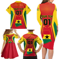Ghana Football Family Matching Long Sleeve Bodycon Dress and Hawaiian Shirt I Love Black Stars - Wonder Print Shop