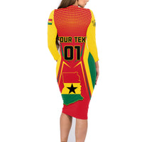 Ghana Football Family Matching Long Sleeve Bodycon Dress and Hawaiian Shirt I Love Black Stars - Wonder Print Shop
