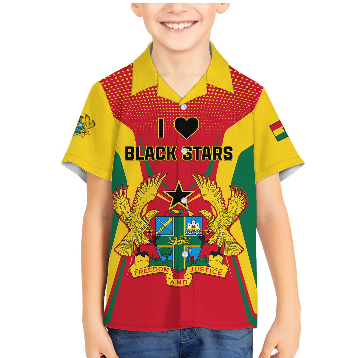 Ghana Football Family Matching Mermaid Dress and Hawaiian Shirt I Love Black Stars - Wonder Print Shop