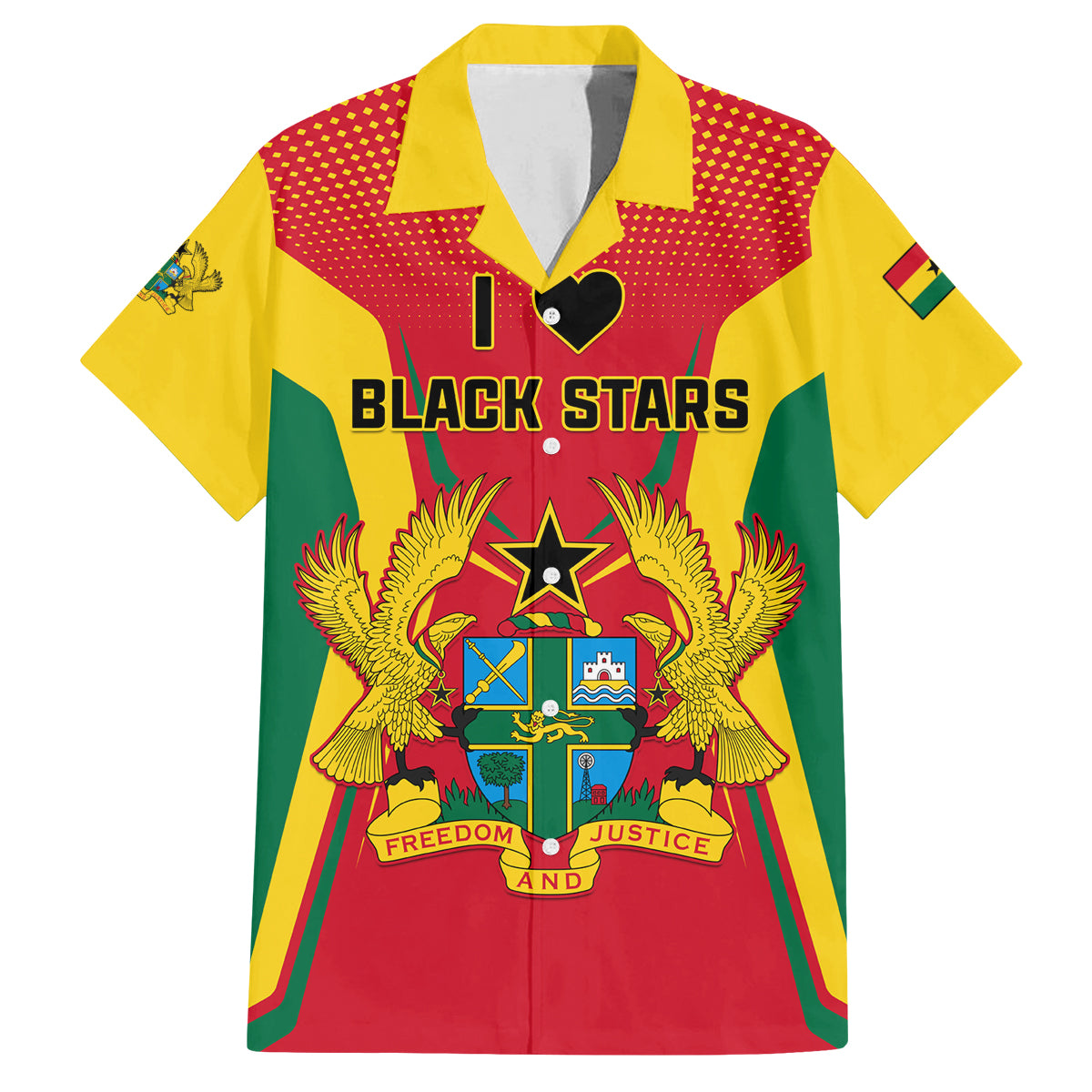 Ghana Football Family Matching Off Shoulder Short Dress and Hawaiian Shirt I Love Black Stars - Wonder Print Shop