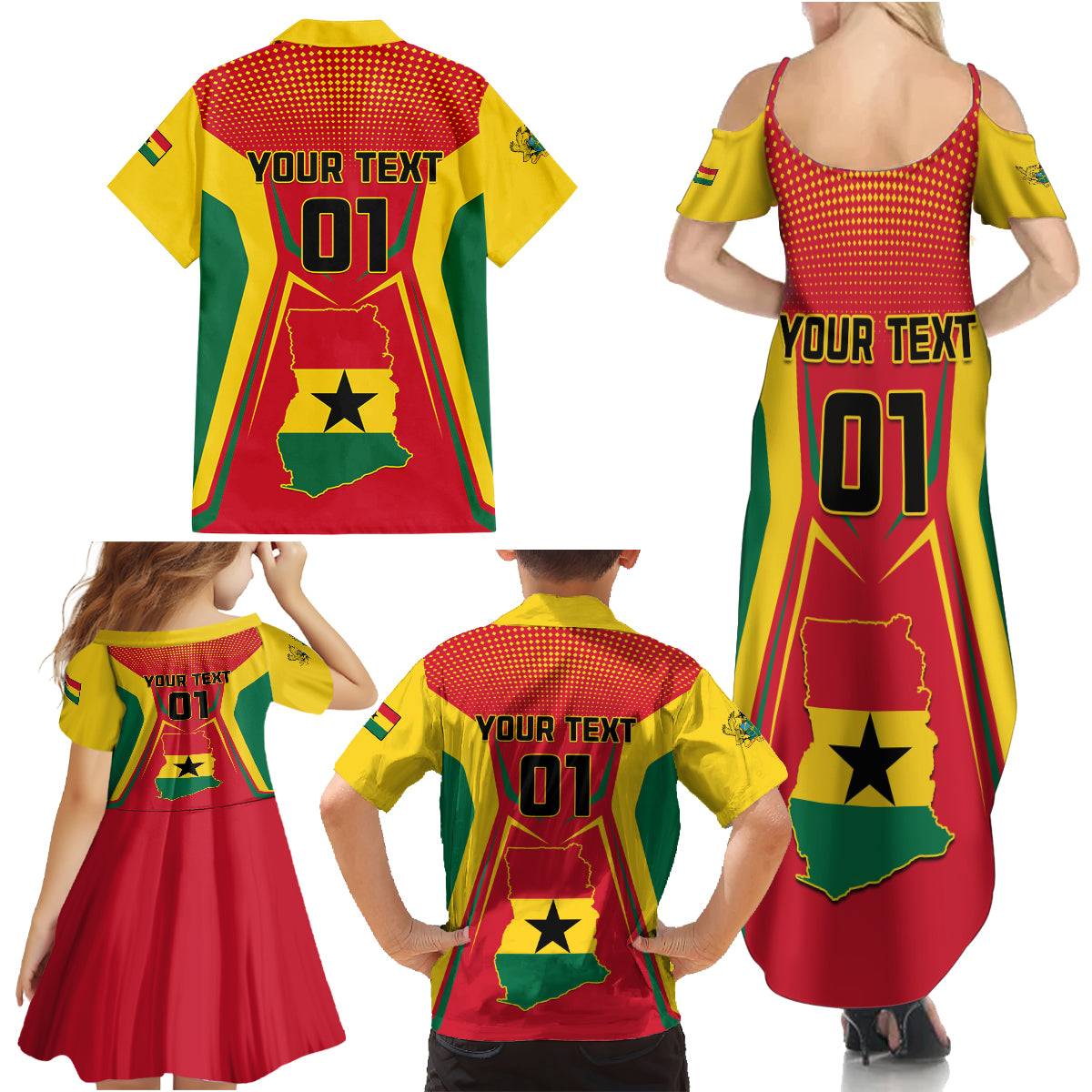 Ghana Football Family Matching Summer Maxi Dress and Hawaiian Shirt I Love Black Stars - Wonder Print Shop