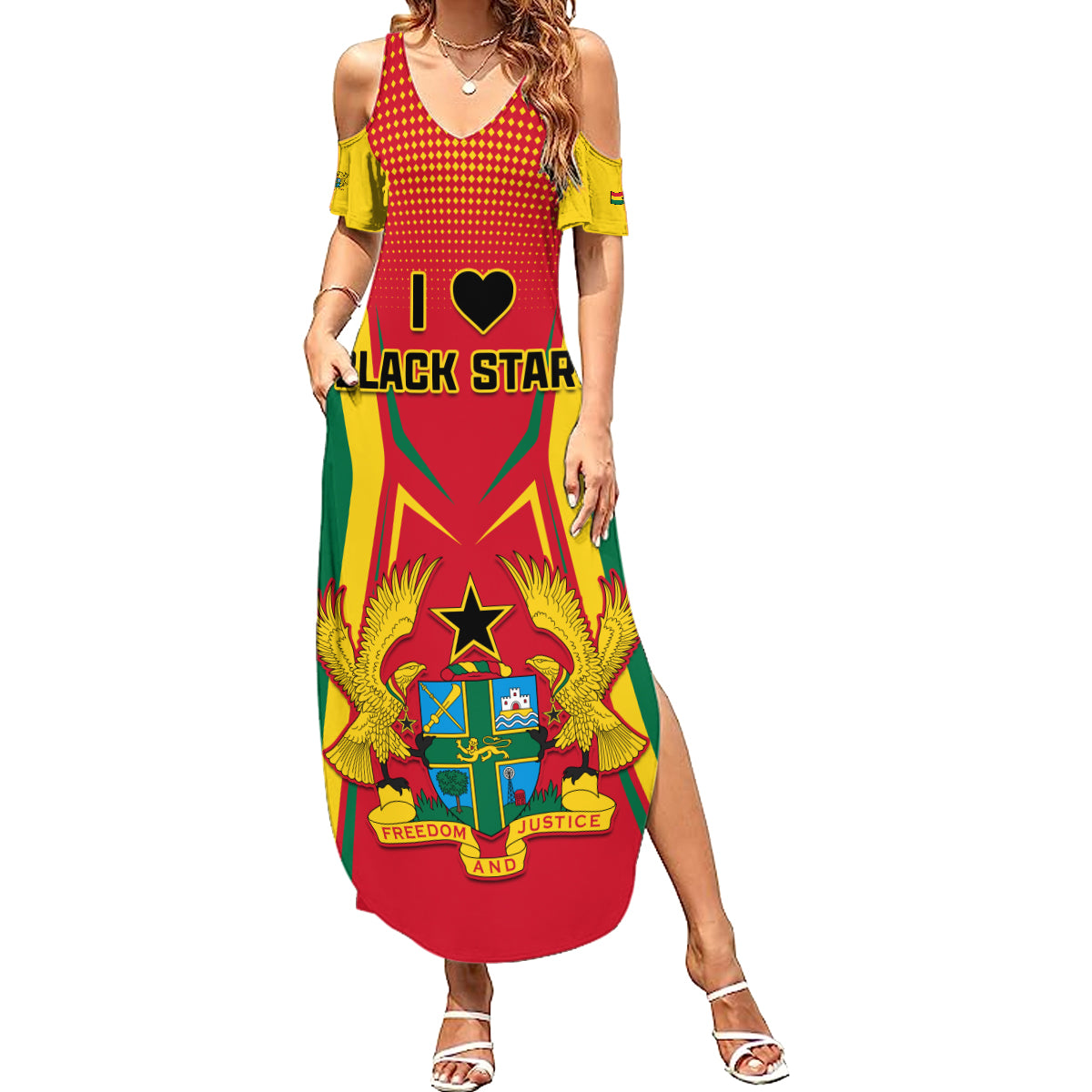 Ghana Football Family Matching Summer Maxi Dress and Hawaiian Shirt I Love Black Stars - Wonder Print Shop