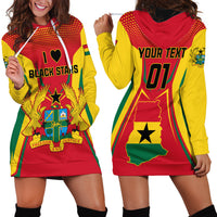 Ghana Football Hoodie Dress I Love Black Stars - Wonder Print Shop