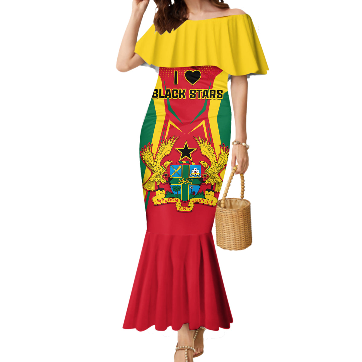 Ghana Football Mermaid Dress I Love Black Stars - Wonder Print Shop