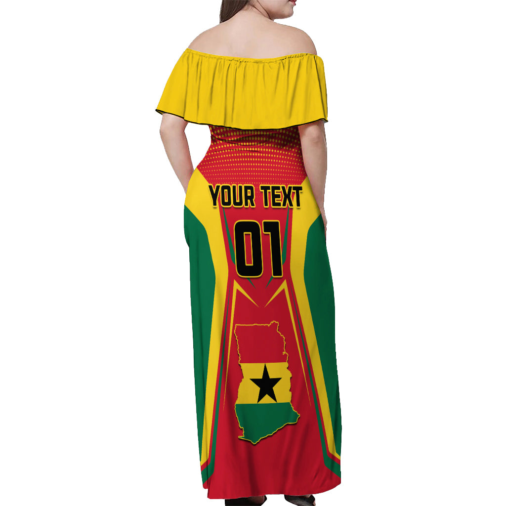 Ghana Football Off Shoulder Maxi Dress I Love Black Stars - Wonder Print Shop