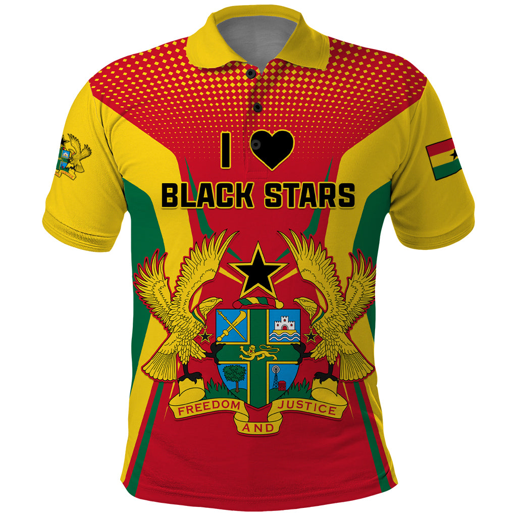 Ghana Football Polo Shirt I Love Black Stars - Wonder Print Shop
