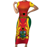 Ghana Football Short Sleeve Bodycon Dress I Love Black Stars - Wonder Print Shop