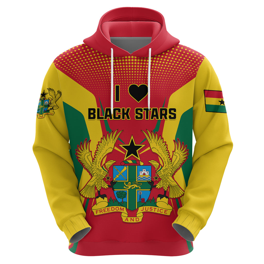 Ghana Football Zip Hoodie I Love Black Stars - Wonder Print Shop