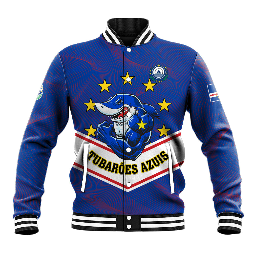 Cape Verde Football Baseball Jacket Come On Tubaroes Azuis - Wonder Print Shop
