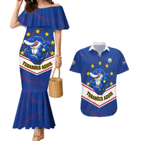 Cape Verde Football Couples Matching Mermaid Dress and Hawaiian Shirt Come On Tubaroes Azuis - Wonder Print Shop