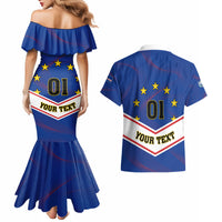 Cape Verde Football Couples Matching Mermaid Dress and Hawaiian Shirt Come On Tubaroes Azuis - Wonder Print Shop