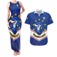 Cape Verde Football Couples Matching Tank Maxi Dress and Hawaiian Shirt Come On Tubaroes Azuis - Wonder Print Shop