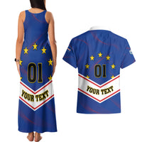 Cape Verde Football Couples Matching Tank Maxi Dress and Hawaiian Shirt Come On Tubaroes Azuis - Wonder Print Shop