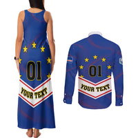 Cape Verde Football Couples Matching Tank Maxi Dress and Long Sleeve Button Shirt Come On Tubaroes Azuis - Wonder Print Shop