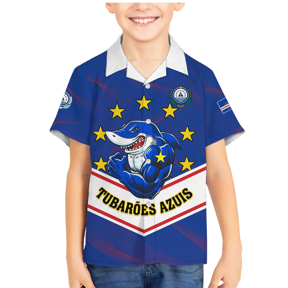 Cape Verde Football Family Matching Mermaid Dress and Hawaiian Shirt Come On Tubaroes Azuis - Wonder Print Shop