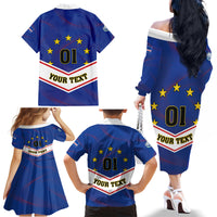 Cape Verde Football Family Matching Off Shoulder Long Sleeve Dress and Hawaiian Shirt Come On Tubaroes Azuis - Wonder Print Shop