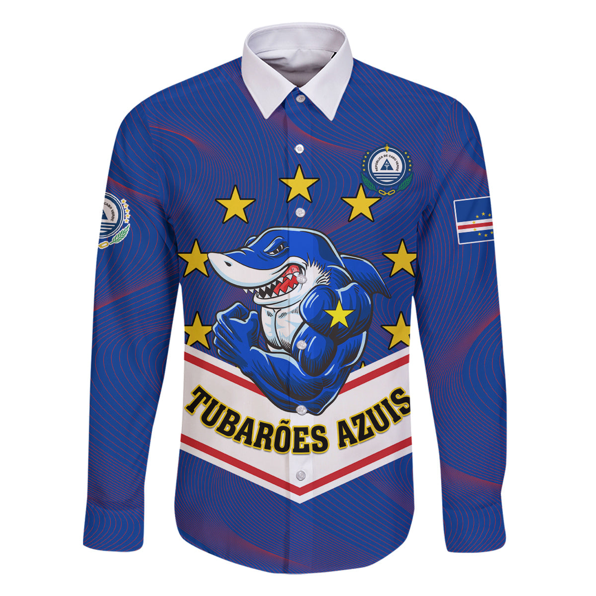 Cape Verde Football Family Matching Off Shoulder Long Sleeve Dress and Hawaiian Shirt Come On Tubaroes Azuis - Wonder Print Shop